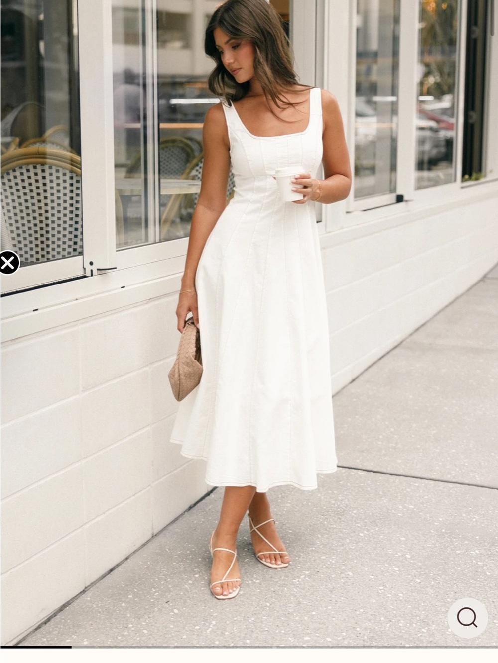Petal & Pup White Square-Neck Midi Dress